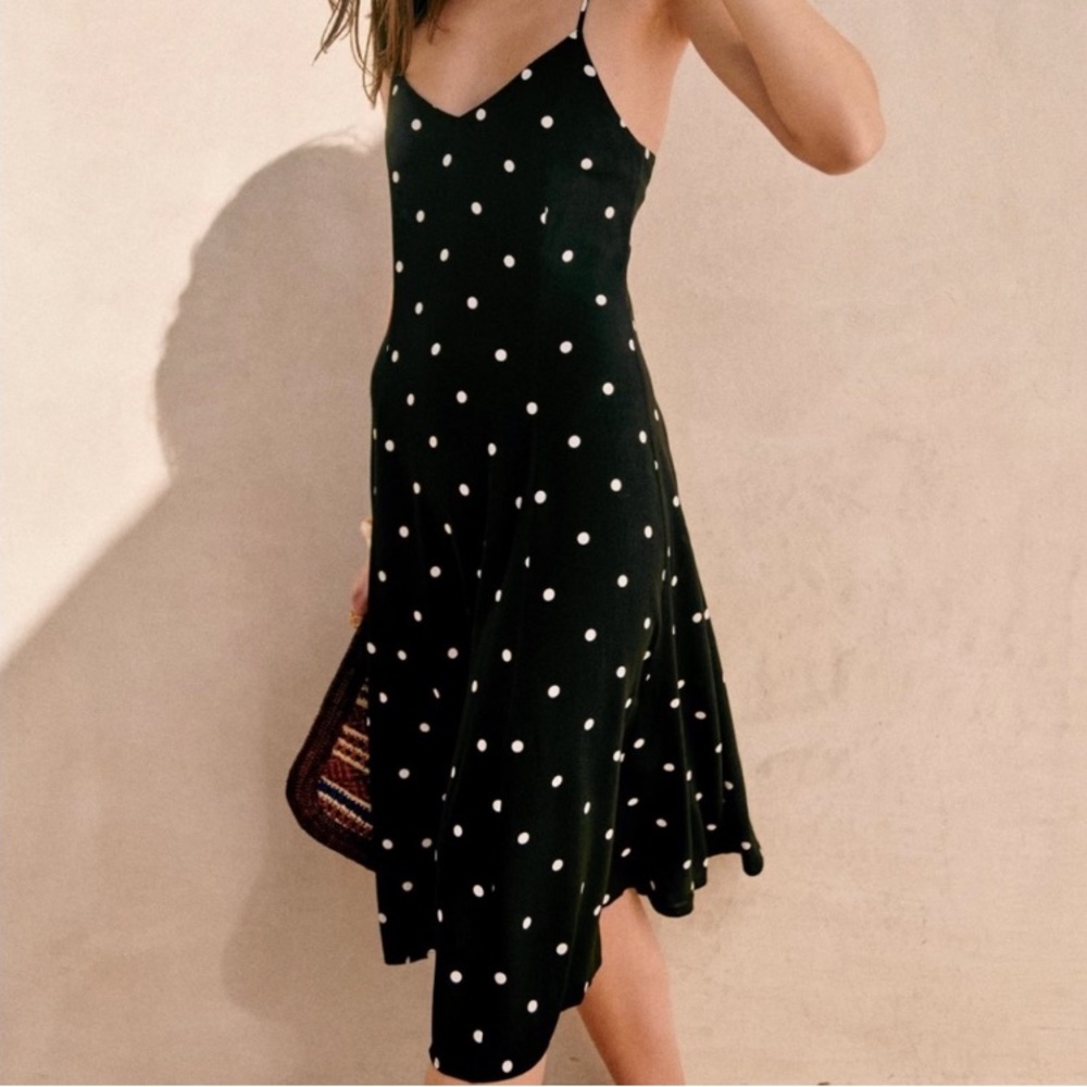 NWOT Sezane Marguarita Dress in Black Polka Dot